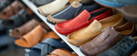 Home page featured image, moccasins on a shelf